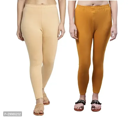 Women Ankle Length Leggings Combo Pack Of 2 (Skin / Golden)