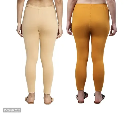 Women Ankle Length Leggings Combo Pack Of 2 (Skin / Golden)-thumb2