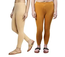 Women Ankle Length Leggings Combo Pack Of 2 (Skin / Golden)-thumb2