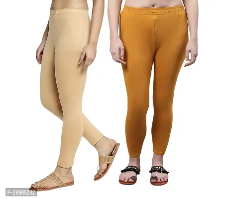 Women Ankle Length Leggings Combo Pack Of 2 (Skin / Golden)-thumb3