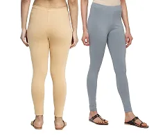 Women Ankle Length Leggings Combo Pack Of 2 (Skin / Light Grey)-thumb1