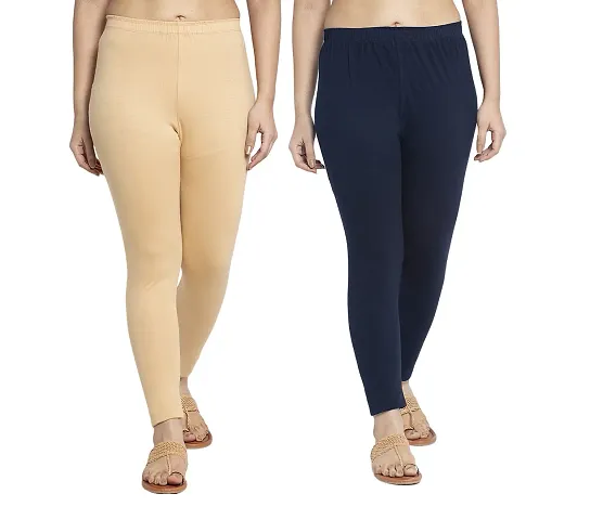 Stylish Lycra Solid Leggings for Women Pack of 2