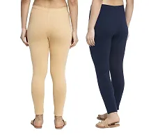 Women Ankle Length Leggings Combo Pack Of 2 (Skin / Navy Blue)-thumb1