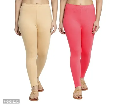 Women Ankle Length Leggings Combo Pack Of 2 (Skin / Peach)-thumb0