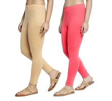 Women Ankle Length Leggings Combo Pack Of 2 (Skin / Peach)-thumb1