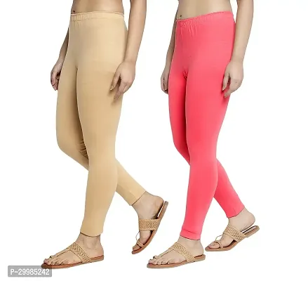 Women Ankle Length Leggings Combo Pack Of 2 (Skin / Peach)-thumb2