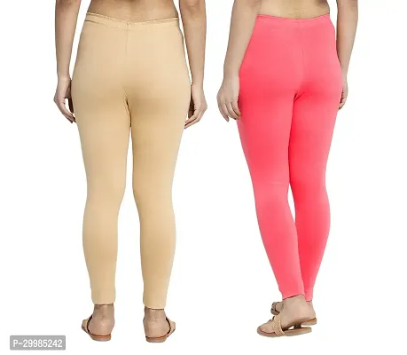 Women Ankle Length Leggings Combo Pack Of 2 (Skin / Peach)-thumb3