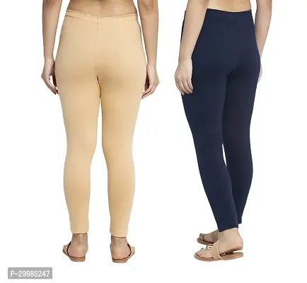 Women Ankle Length Leggings Combo Pack Of 2 (Skin / Black)-thumb2