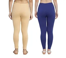 Women Ankle Length Leggings Combo Pack Of 2 (Skin / Royal Blue)-thumb1