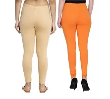 Women Ankle Length Leggings Combo Pack Of 2 (Skin / Orange)-thumb1