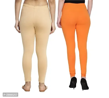 Women Ankle Length Leggings Combo Pack Of 2 (Skin / Orange)-thumb2