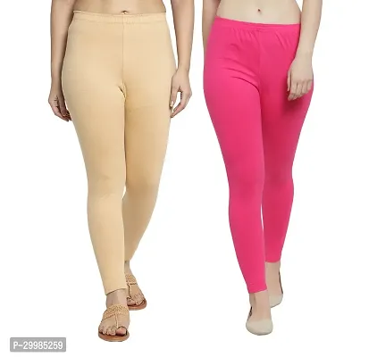 Women Ankle Length Leggings Combo Pack Of 2 (Skin / Pink)