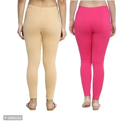 Women Ankle Length Leggings Combo Pack Of 2 (Skin / Pink)-thumb2