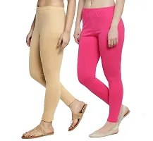 Women Ankle Length Leggings Combo Pack Of 2 (Skin / Pink)-thumb2