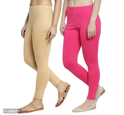 Women Ankle Length Leggings Combo Pack Of 2 (Skin / Pink)-thumb3