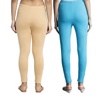 Women Ankle Length Leggings Combo Pack Of 2 (Skin / Sky Blue)-thumb1