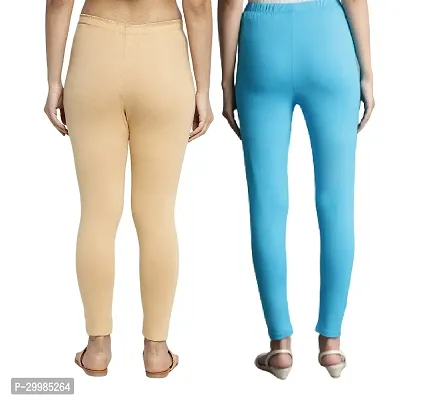 Women Ankle Length Leggings Combo Pack Of 2 (Skin / Sky Blue)-thumb2