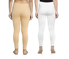 Women Ankle Length Leggings Combo Pack Of 2 (Skin / White)-thumb1