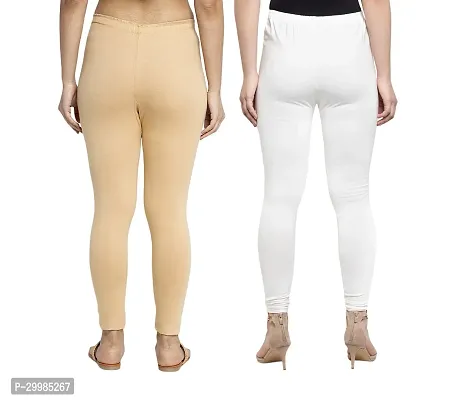 Women Ankle Length Leggings Combo Pack Of 2 (Skin / White)-thumb2