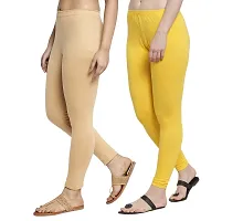 Women Ankle Length Leggings Combo Pack Of 2 (Skin / Yellow)-thumb1