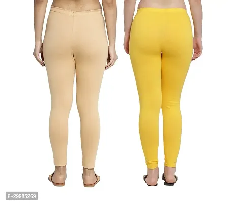 Women Ankle Length Leggings Combo Pack Of 2 (Skin / Yellow)-thumb3