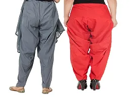 Solid Cotton Patiala Grey/Red (Combo Pack of 2)-thumb2