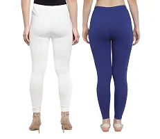 Trendy Lycra Ankle Length Western Wear Legging White/Royal Blue(Pack Of 2)-thumb2