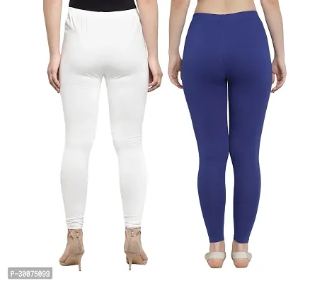 Trendy Lycra Ankle Length Western Wear Legging White/Royal Blue(Pack Of 2)-thumb3