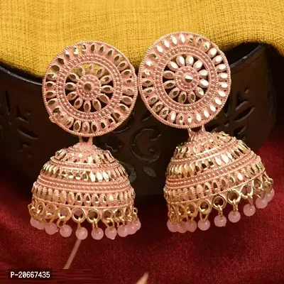 Peach colour Jhumki earring-thumb0