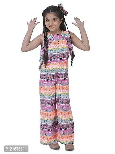 Fabulous Multicoloured Rayon Printed Basic Jumpsuit For Girls
