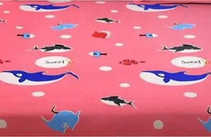 Precise Fabrics Cartoon Print Elastic Fitted Glace Cotton Queen Size (78x72x Upto 6 Inches) Bedsheet with 2 Pillow Covers-200TC Pink Fish-thumb2