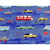 Precise Fabrics Elastic Fitted Glace Cotton Queen Size (78x72x Upto 6 Inches) Bedsheet for Kids with 2 Pillow Covers-200TC (Blue)-thumb3