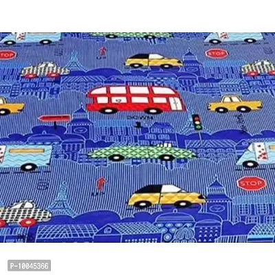 Precise Fabrics Elastic Fitted Glace Cotton Queen Size (78x72x Upto 6 Inches) Bedsheet for Kids with 2 Pillow Covers-200TC (Blue)-thumb4