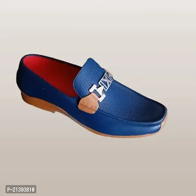 Stylish Blue Synthetic Solid Loafers For Men-thumb0