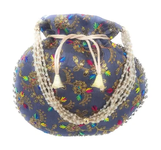 UNIQUE PRODUCT Embroidered Multicolor Potli Bag