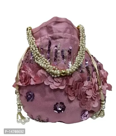 UNIQUE PRODUCT Women's Sequin Flower Potli Bag (Multicolor)