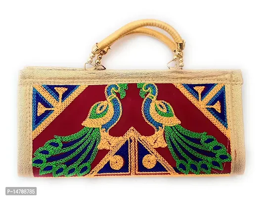 UNIQUE PRODUCT Women's Peacock Design Handle Clutch