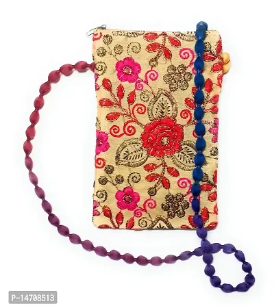 UNIQUE PRODUCT EMBROIDERED (Hand Made) Zari Red Multi-Color Mobile Sling Bag For Girls/Women-thumb0