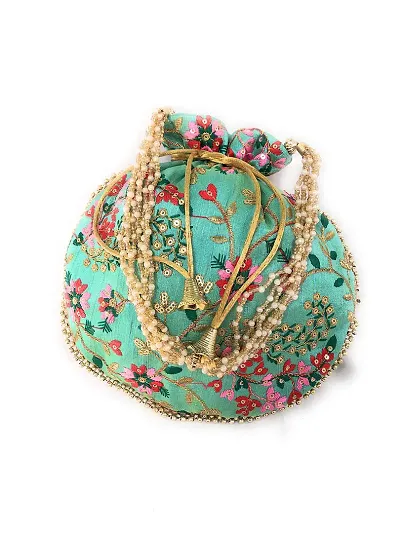 UNIQUE PRODUCT Classy Embroidery Zari Potli Bag for Women's & Girl's