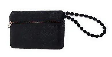 UNIQUE PRODUCT EMBROIDERED (Hand Made) Black Velvet Elephant Design Mobile Pouch/Purse For Girls/Women-thumb1