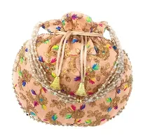 UNIQUE PRODUCT Embroidered Multicolor Potli Bag (Cream)-thumb1