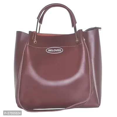 Stylish Brown Artificial Leather Solid Handbags For Women-thumb0