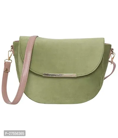 Stylish Green Artificial Leather Solid Sling Bags For Women