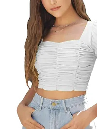 C D STARS Women's Crop Top (Small, White)-thumb4