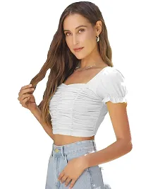 C D STARS Women's Crop Top (Small, White)-thumb3