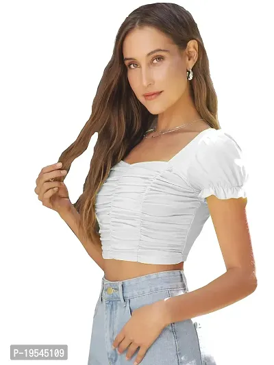 C D STARS Women's Crop Top (Small, White)-thumb4