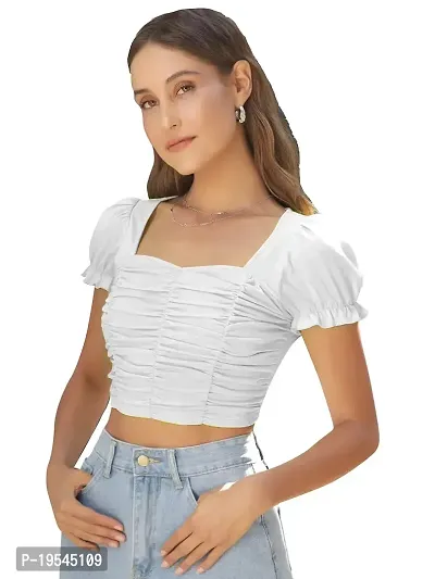 C D STARS Women's Crop Top (Small, White)-thumb1