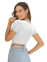 C D STARS Women's Crop Top (Small, White)-thumb2