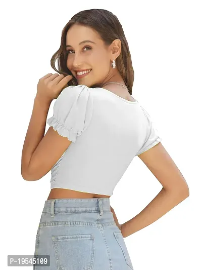 C D STARS Women's Crop Top (Small, White)-thumb3