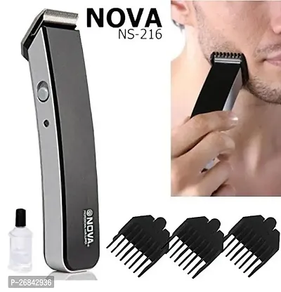 NS-216 Rechargeable Cordless Trimmer Shaver Machine for Beard  Hair Styling with 3 Extra Clips-thumb0